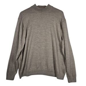 Turnbury Sweater Mens 2XL Taupe Extra Fine Merino Wool‎ Mock Neck Pullover Layer
